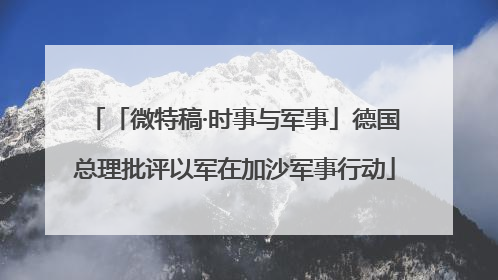 「微特稿·时事与军事」德国总理批评以军在加沙军事行动