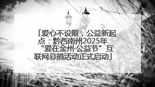 爱心不设限，公益新起点：黔西南州2025年“爱在金州·公益节”互联网募捐活动正式启动