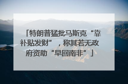 特朗普猛批马斯克“靠补贴发财”，称其若无政府资助“早回南非”