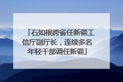 石如根跨省任新疆工信厅副厅长，连续多名年轻干部调任新疆