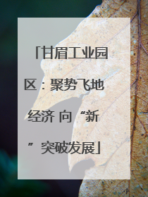 甘眉工业园区：聚势飞地经济 向“新”突破发展