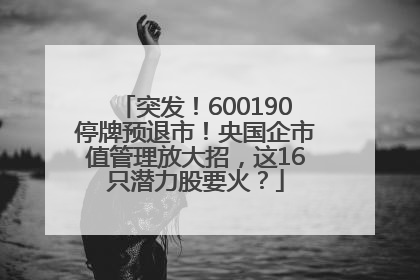 突发！600190停牌预退市！央国企市值管理放大招，这16只潜力股要火？