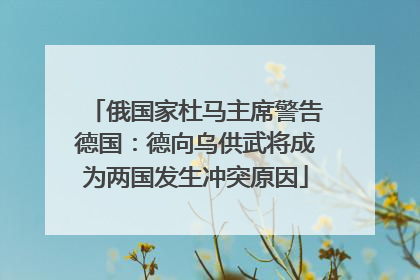 俄国家杜马主席警告德国：德向乌供武将成为两国发生冲突原因