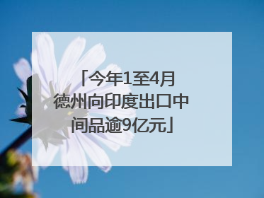 今年1至4月 德州向印度出口中间品逾9亿元
