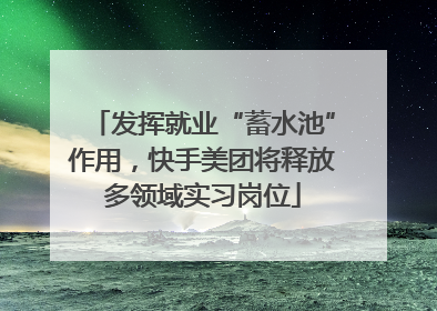 发挥就业“蓄水池”作用，快手美团将释放多领域实习岗位
