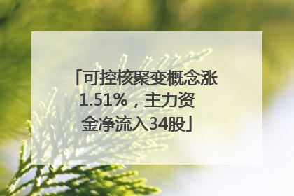 可控核聚变概念涨1.51%，主力资金净流入34股