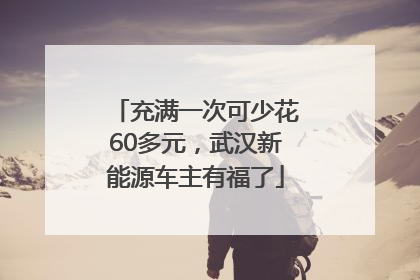 充满一次可少花60多元，武汉新能源车主有福了