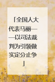 全国人大代表马丽——以司法裁判为引领做实定分止争