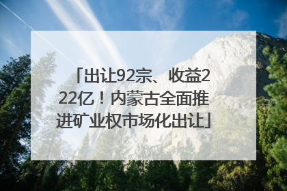 出让92宗、收益222亿！内蒙古全面推进矿业权市场化出让