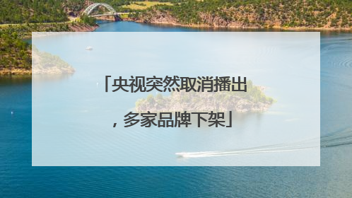 央视突然取消播出，多家品牌下架