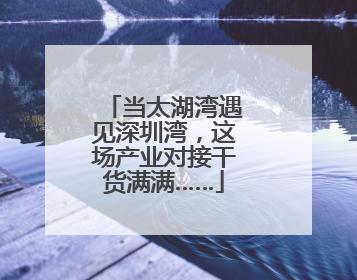 当太湖湾遇见深圳湾，这场产业对接干货满满……