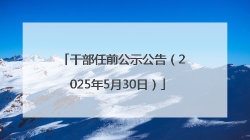 干部任前公示公告（2025年5月30日）