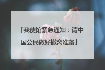 我使馆紧急通知：请中国公民做好撤离准备