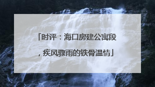 时评：海口房建公寓段，疾风骤雨的铁骨温情
