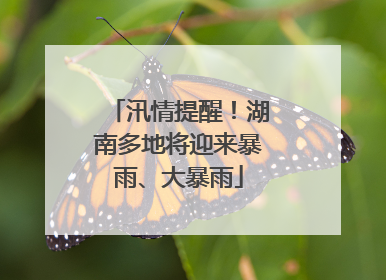 汛情提醒！湖南多地将迎来暴雨、大暴雨
