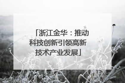 浙江金华：推动科技创新引领高新技术产业发展