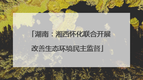 湖南：湘西怀化联合开展改善生态环境民主监督