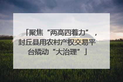 聚焦“两高四着力”，封丘县用农村产权交易平台撬动“大治理”