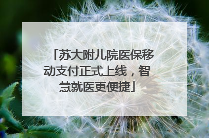 苏大附儿院医保移动支付正式上线，智慧就医更便捷