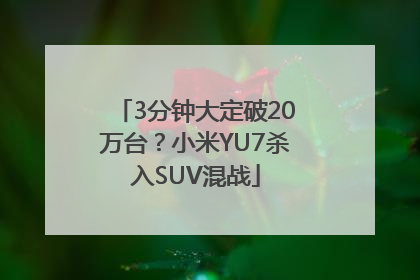 3分钟大定破20万台？小米YU7杀入SUV混战