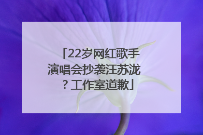 22岁网红歌手演唱会抄袭汪苏泷？工作室道歉